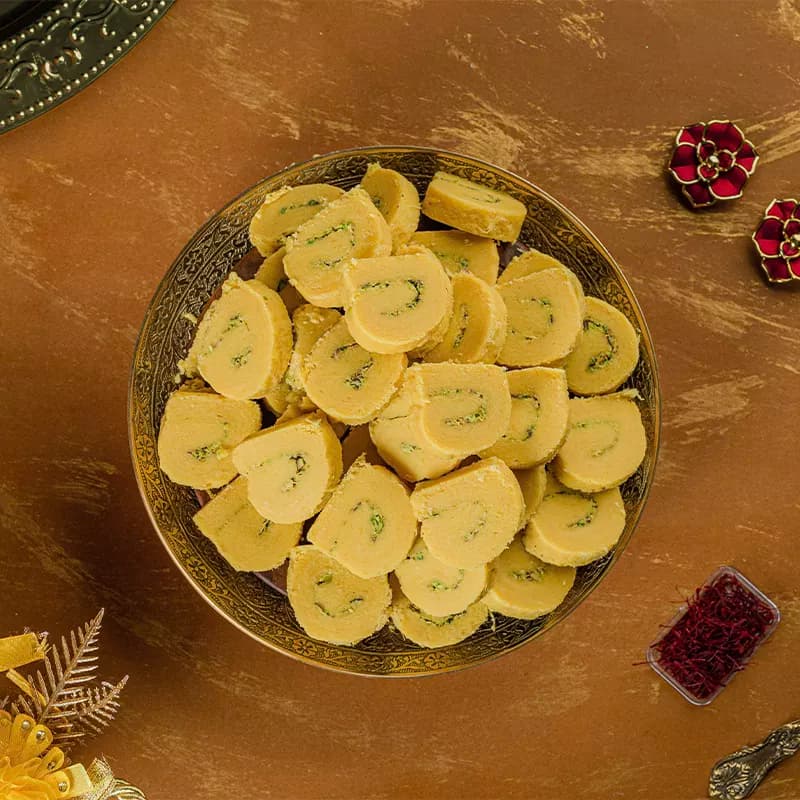 A bowl of kesar patisa